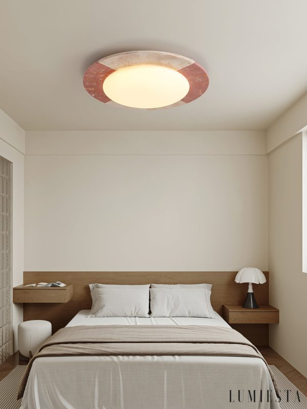 Maritia - Lampa sufitowa trawertynowa beżowo-czerwona do salonu Ø38/48/58 cm