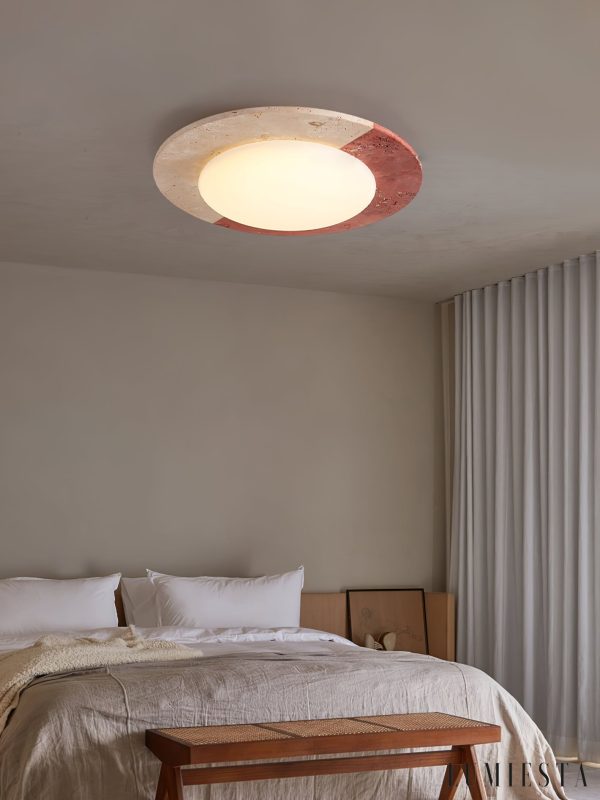 Maritia - Lampa sufitowa trawertynowa beżowo-czerwona do salonu Ø38/48/58 cm