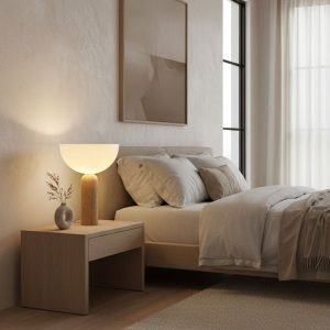 Aureveta - Lampa stołowa trawertynowa żółto-biała do salonu/sypialni Ø34x47 cm