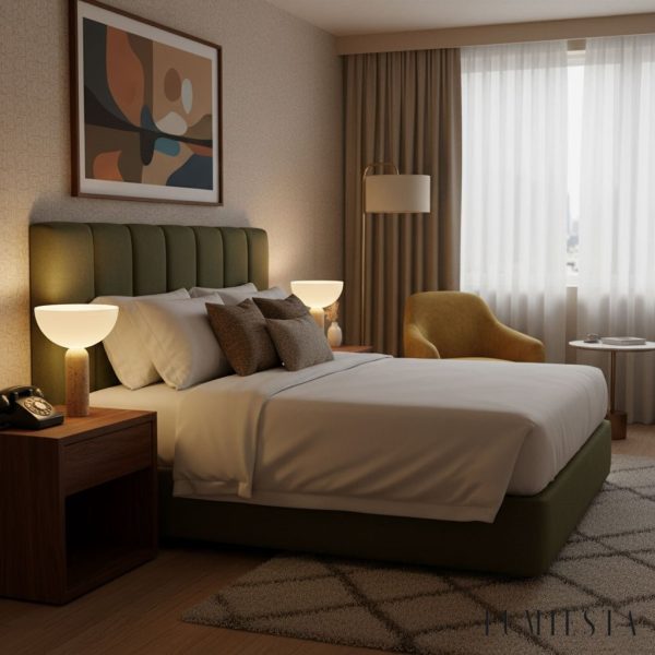 Aureveta - Lampa stołowa trawertynowa żółto-biała do salonu/sypialni Ø34x47 cm