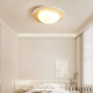 Arovie - Lampa sufitowa trawertynowa, żółto-biała do salonu 32/48/58 cm