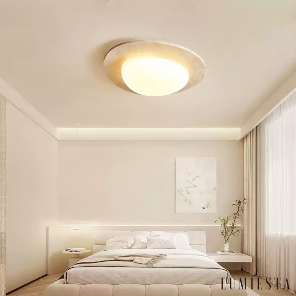 Arovie - Lampa sufitowa trawertynowa, żółto-biała do salonu 32/48/58 cm