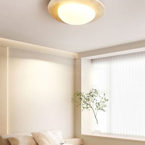 Arovie - Lampa sufitowa trawertynowa, żółto-biała do salonu 32/48/58 cm