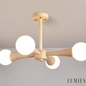 Arevia  - Lampa wisząca trawertynowo-drewniana do jadalni i salonu, Ø62/68 cm