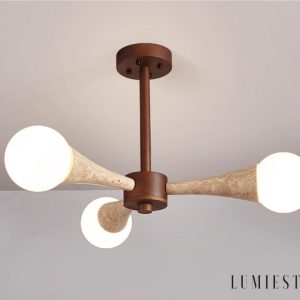 Arevia  - Lampa wisząca trawertynowo-drewniana do jadalni i salonu, Ø62/68 cm