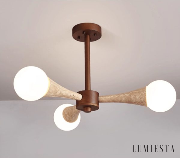 Arevia  - Lampa wisząca trawertynowo-drewniana do jadalni i salonu, Ø62/68 cm