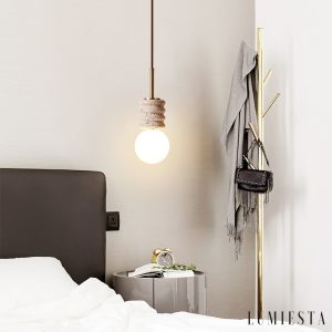 Sivello - Lampa wisząca trawertynowa żółto-biała do salonu i jadalni Ø10/Ø15 cm