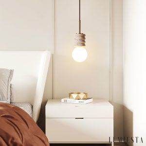 Sivello - Lampa wisząca trawertynowa żółto-biała do salonu i jadalni Ø10/Ø15 cm