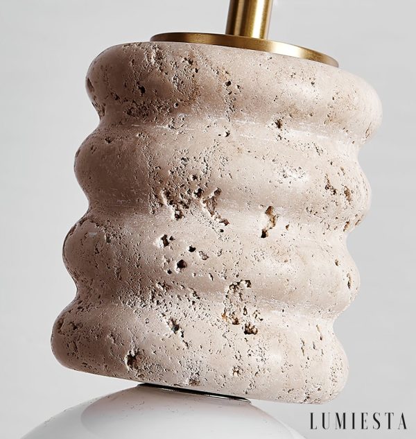 Sivello - Lampa wisząca trawertynowa żółto-biała do salonu i jadalni Ø10/Ø15 cm