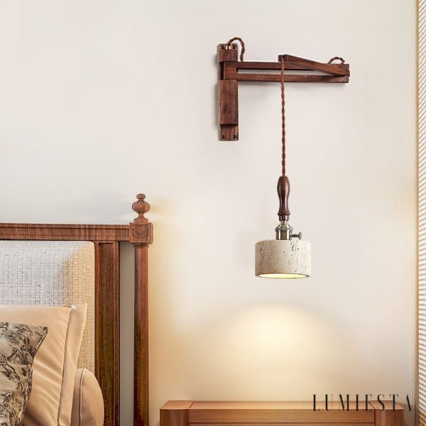 Lumiesta-aurevyn-kinkiet-trawertynowo-metalowy-tyciemny-orzech-do-salonu-12x22cm-1.jpg Aurevyn - Kinkiet trawertynowo-metalowy, żółty/ciemny orzech do salonu, Ø12x22cm