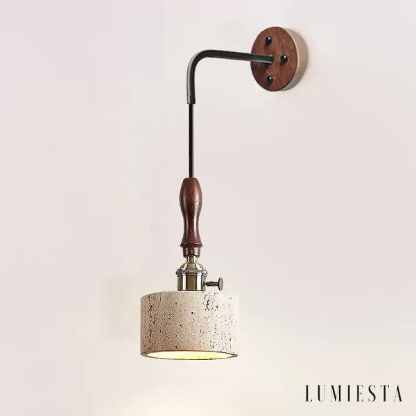 Lumiesta-aurevyn-kinkiet-trawertynowo-metalowy-tyciemny-orzech-do-salonu-12x22cm-2.jpg Aurevyn - Kinkiet trawertynowo-metalowy, żółty/ciemny orzech do salonu, Ø12x22cm