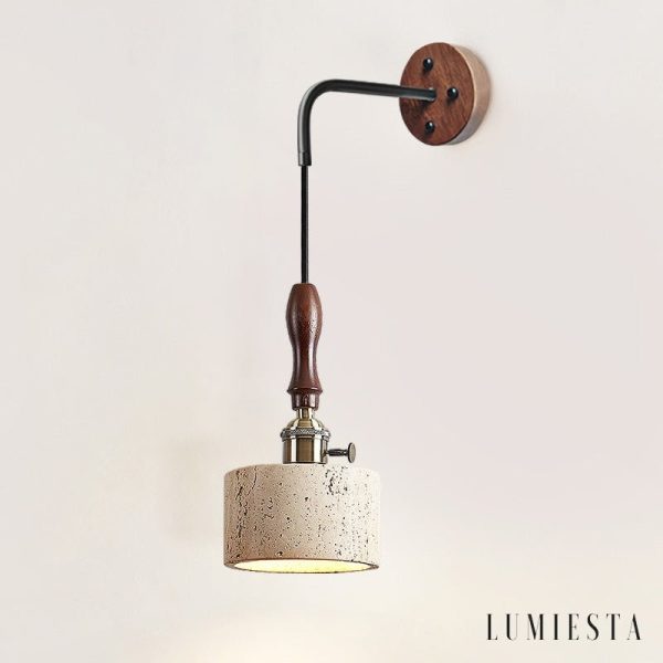 Lumiesta-aurevyn-kinkiet-trawertynowo-metalowy-tyciemny-orzech-do-salonu-12x22cm-6.jpg Aurevyn - Kinkiet trawertynowo-metalowy, żółty/ciemny orzech do salonu, Ø12x22cm