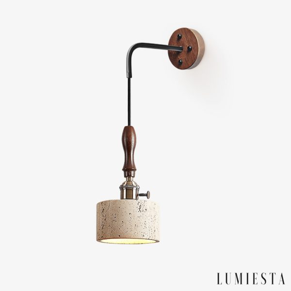 Lumiesta-aurevyn-kinkiet-trawertynowo-metalowy-tyciemny-orzech-do-salonu-12x22cm.jpg Aurevyn - Kinkiet trawertynowo-metalowy, żółty/ciemny orzech do salonu, Ø12x22cm