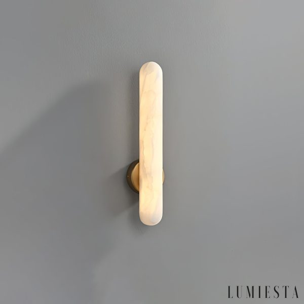 Aurorium - Kinkiet alabastrowy biało-złoty do sypialni i salonu Ø5x40/60 cm