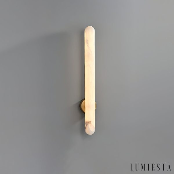 Aurorium - Kinkiet alabastrowy biało-złoty do sypialni i salonu Ø5x40/60 cm