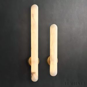 Aurorium - Kinkiet alabastrowy biało-złoty do sypialni i salonu Ø5x40/60 cm