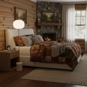 Bellagia - Lampa podłogowa złota z żółtym trawertynem do salonu, Ø33 x 150 cm