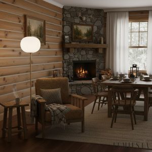 Bellagia - Lampa podłogowa złota z żółtym trawertynem do salonu, Ø33 x 150 cm