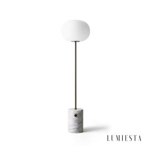 Bellagia - Lampa podłogowa złota z żółtym trawertynem do salonu, Ø33 x 150 cm