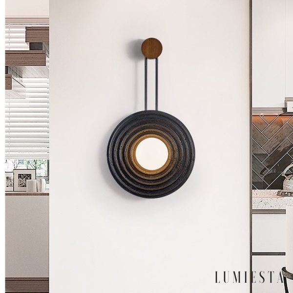 Brasiliax - Lampa wisząca trawertynowa, czarny/ciemny orzech do salonu Ø33x60 cm