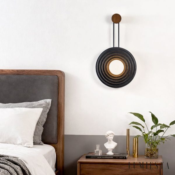 Brasiliax - Lampa wisząca trawertynowa, czarny/ciemny orzech do salonu Ø33x60 cm