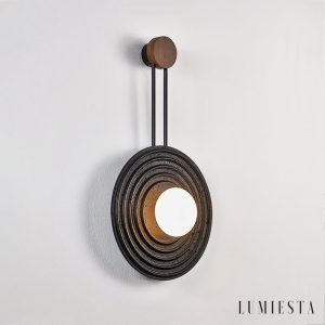 Brasiliax - Lampa wisząca trawertynowa, czarny/ciemny orzech do salonu Ø33x60 cm