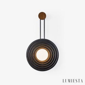 Brasiliax - Lampa wisząca trawertynowa, czarny/ciemny orzech do salonu Ø33x60 cm