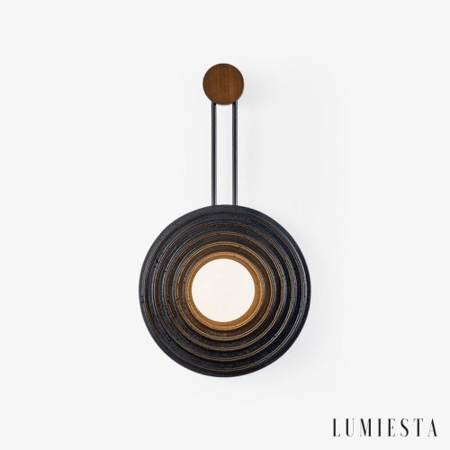 Brasiliax - Lampa wisząca trawertynowa, czarny/ciemny orzech do salonu Ø33x60 cm