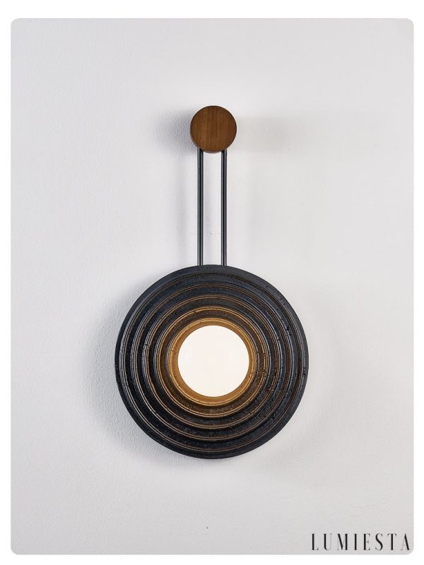 Brasiliax - Lampa wisząca trawertynowa, czarny/ciemny orzech do salonu Ø33x60 cm