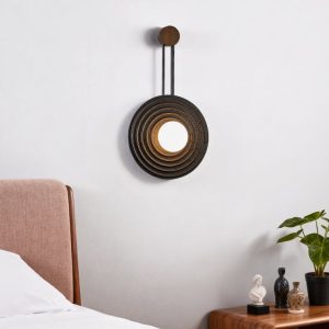 Brasiliax - Lampa wisząca trawertynowa, czarny/ciemny orzech do salonu Ø33x60 cm