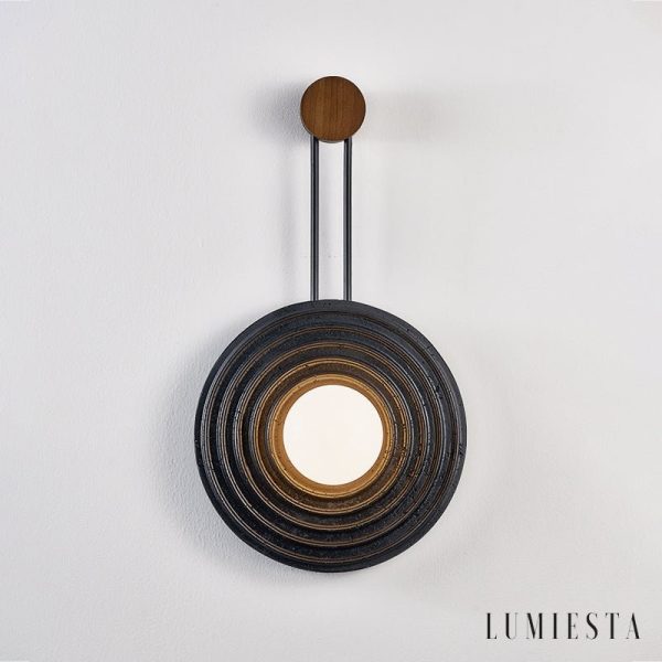 Brasiliax - Lampa wisząca trawertynowa, czarny/ciemny orzech do salonu Ø33x60 cm