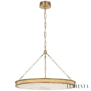 Britannix - Lampa wisząca mosiężna z alabastrem, do salonu i jadalni, Ø62 x 50 cm