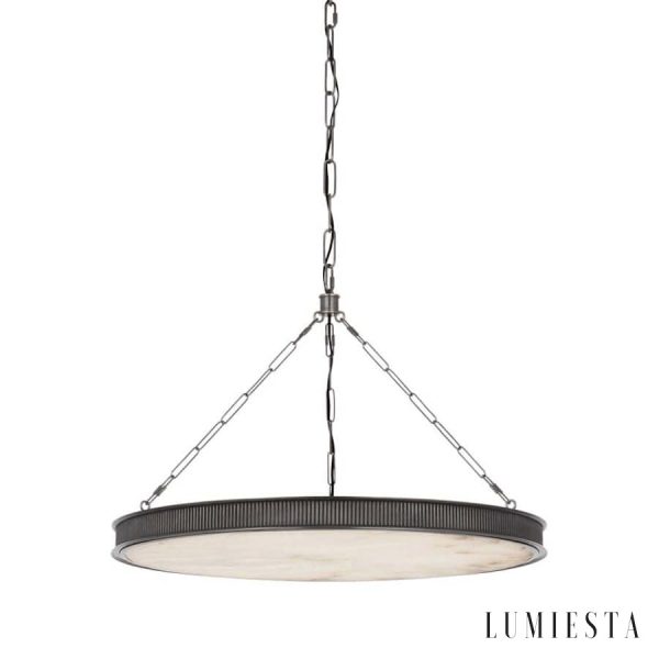 Britannix - Lampa wisząca mosiężna z alabastrem, do salonu i jadalni, Ø62 x 50 cm