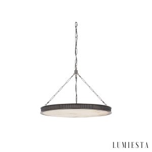 Britannix - Lampa wisząca mosiężna z alabastrem, do salonu i jadalni, Ø62 x 50 cm