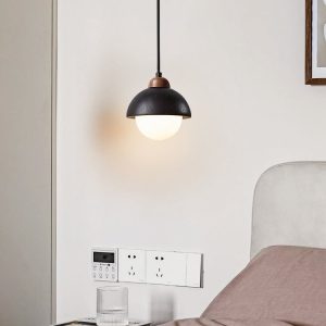 Byzantis - Lampa wisząca trawertynowa, czarny trawertyn do salonu, Ø15×18 cm