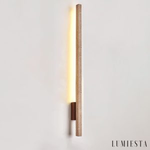 Cadizia - Lampa wisząca nowoczesna drewno/żółty trawertyn nad stół ∅3x55/90cm