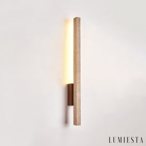 Cadizia - Lampa wisząca nowoczesna drewno/żółty trawertyn nad stół ∅3x55/90cm