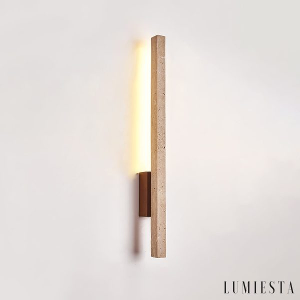 Cadizia - Lampa wisząca nowoczesna drewno/żółty trawertyn nad stół ∅3x55/90cm