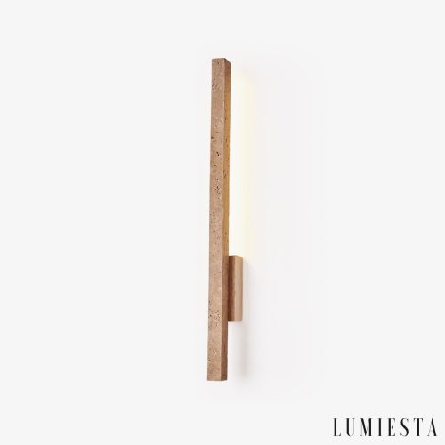 Cadizia - Lampa wisząca nowoczesna drewno/żółty trawertyn nad stół ∅3x55/90cm