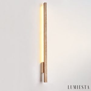 Cadizia - Lampa wisząca nowoczesna drewno/żółty trawertyn nad stół ∅3x55/90cm