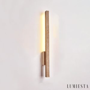 Cadizia - Lampa wisząca nowoczesna drewno/żółty trawertyn nad stół ∅3x55/90cm