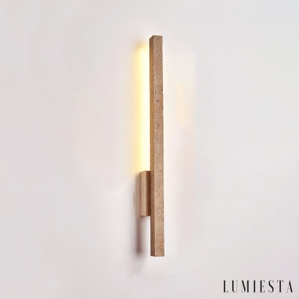 Cadizia - Lampa wisząca nowoczesna drewno/żółty trawertyn nad stół ∅3x55/90cm