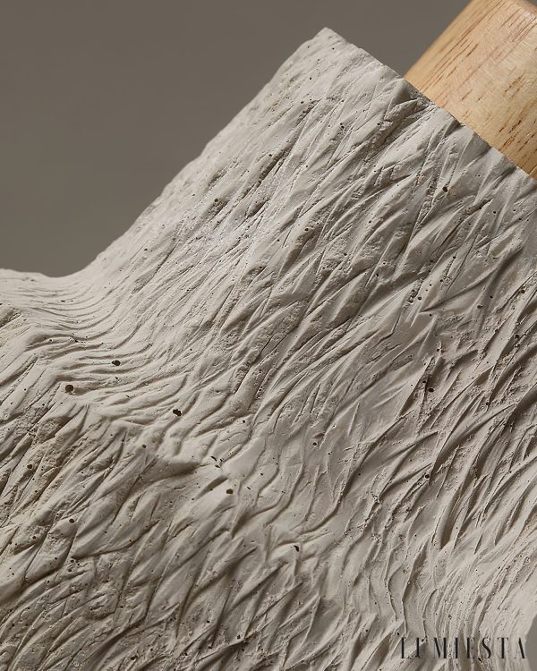 Calcisole - Lampa wisząca trawertynowo-drewniana, żółta, do salonu, Ø17 x H19 cm