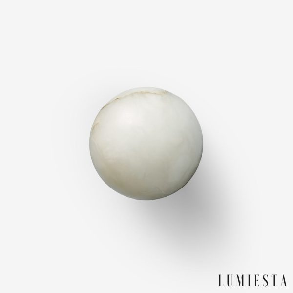 Calderis - Kinkiet alabastrowy, biało-złoty, do sypialni i korytarza, Ø12/15 cm