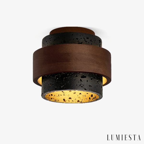 Capriva - Lampa sufitowa trawertynowa czarna do przedpokoju, Ø17×15 cm