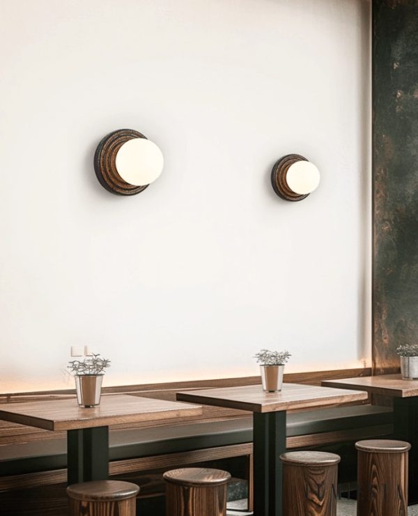 Cartagenae - Lampa sufitowa trawertynowa czarna z białym szkłem do salonu, Ø18 cm