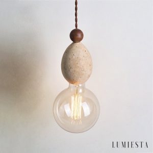 Catanora - Lampa wisząca trawertynowa, żółty trawertyn do jadalni, Ø8 x 24 cm