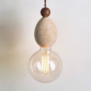 Catanora - Lampa wisząca trawertynowa, żółty trawertyn do jadalni, Ø8 x 24 cm