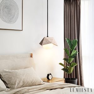 Coimbris - Lampa wisząca trawertynowa, żółto-biała, nad stół, Ø18x9 cm