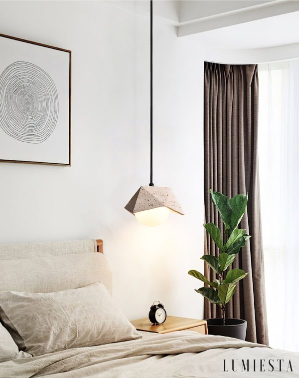 Coimbris - Lampa wisząca trawertynowa, żółto-biała, nad stół, Ø18x9 cm